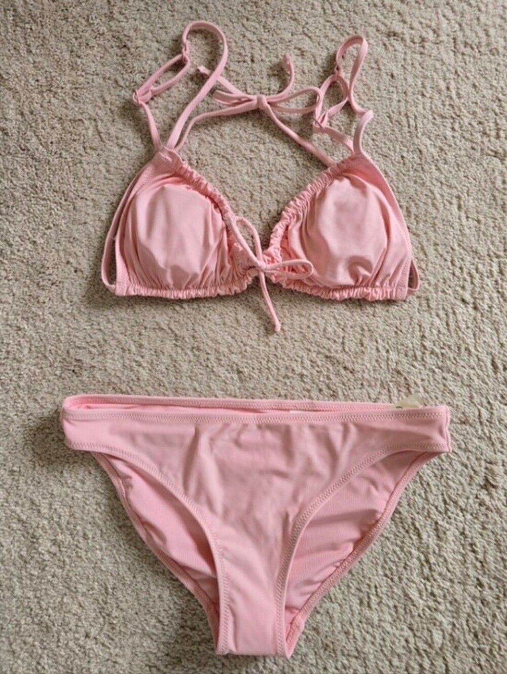 Aerie Bikini Set Ruffle American Eagle Full Coverage Bottom Pink 2Piece Swimsuit